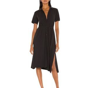 ATM High Torsion Jersey Short Sleeve Shirt Dress - Black sz M capsule minimalist